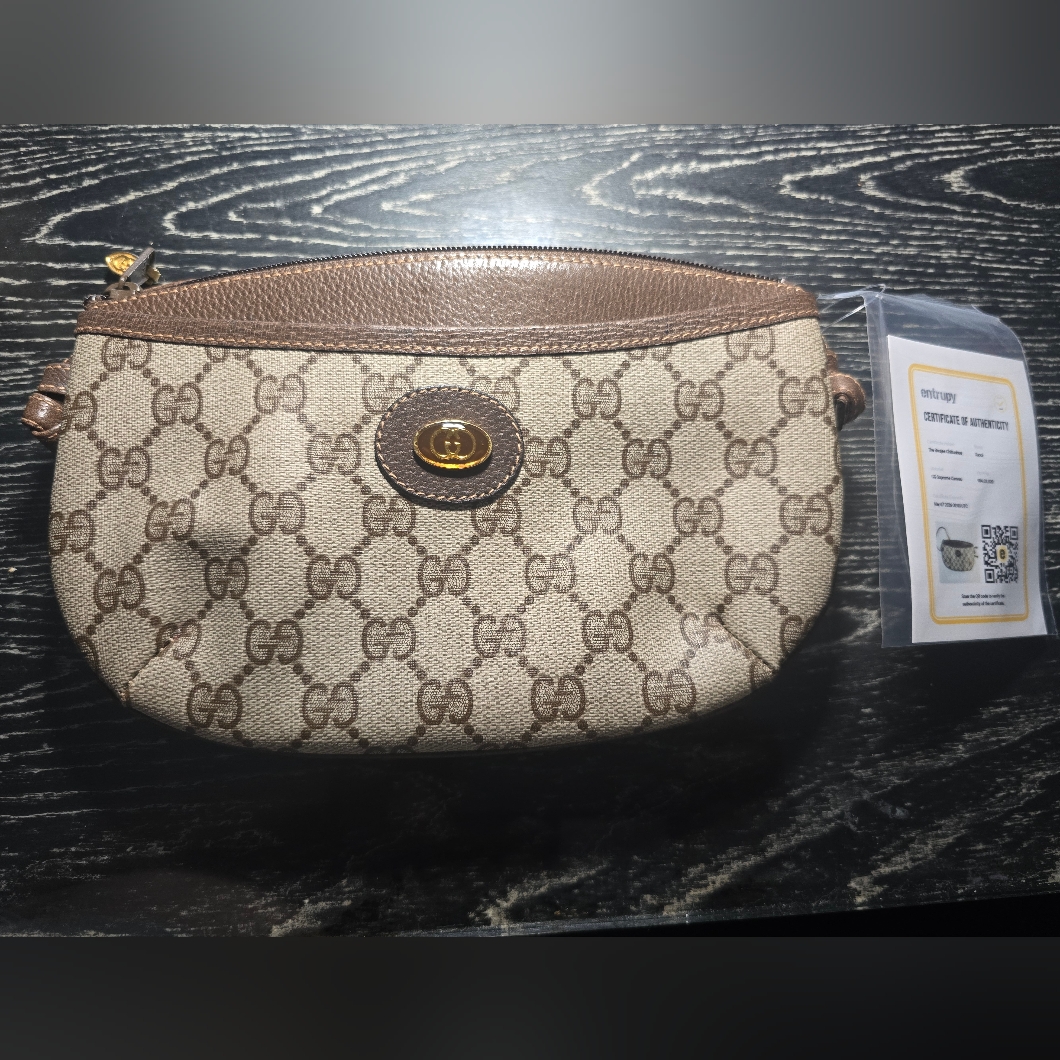 Authentic Gucci Beige And Brown Gg Canvas Crossbody